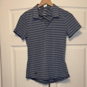 Adidas Women's Golf Short Sleeve Navy Striped Polo, Size XS
